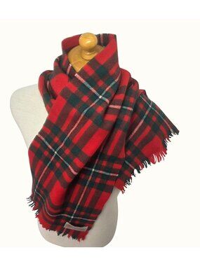 Vintage Welsh Margetson & Co London Wool Tartan Scarf Made in Scotland 48x11